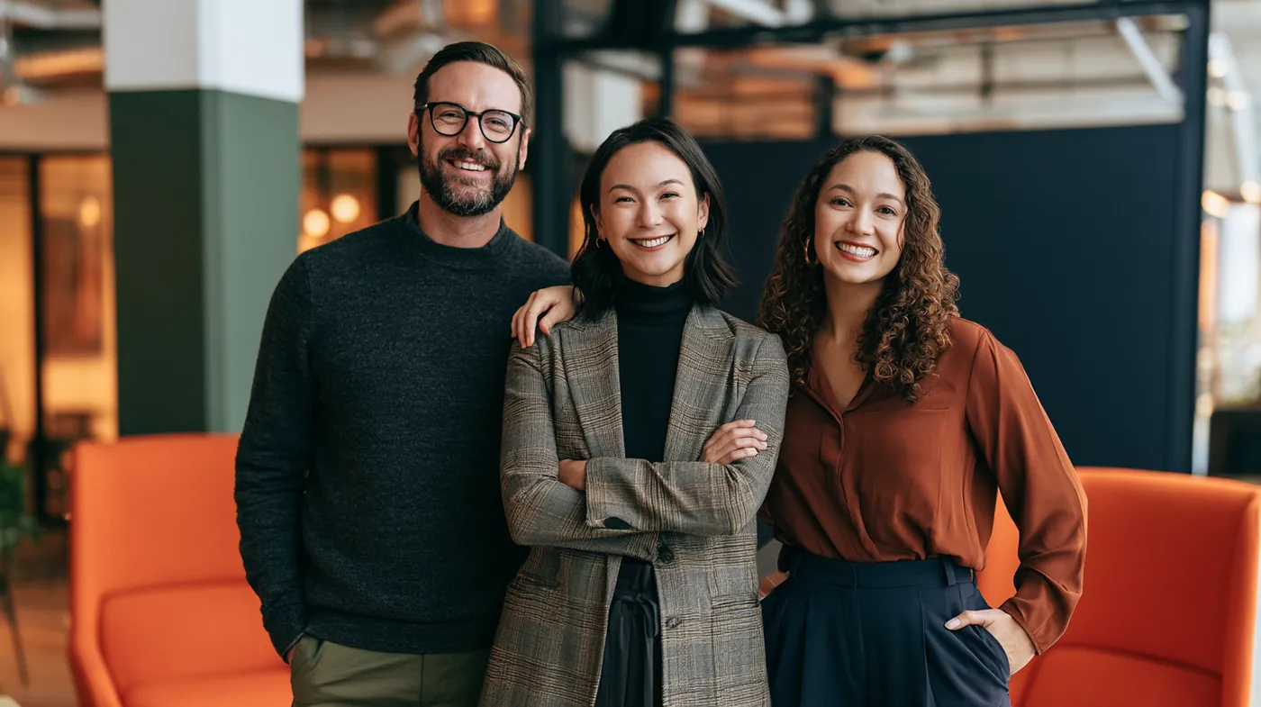 The three-person Kwik Cash team in their Greenville office