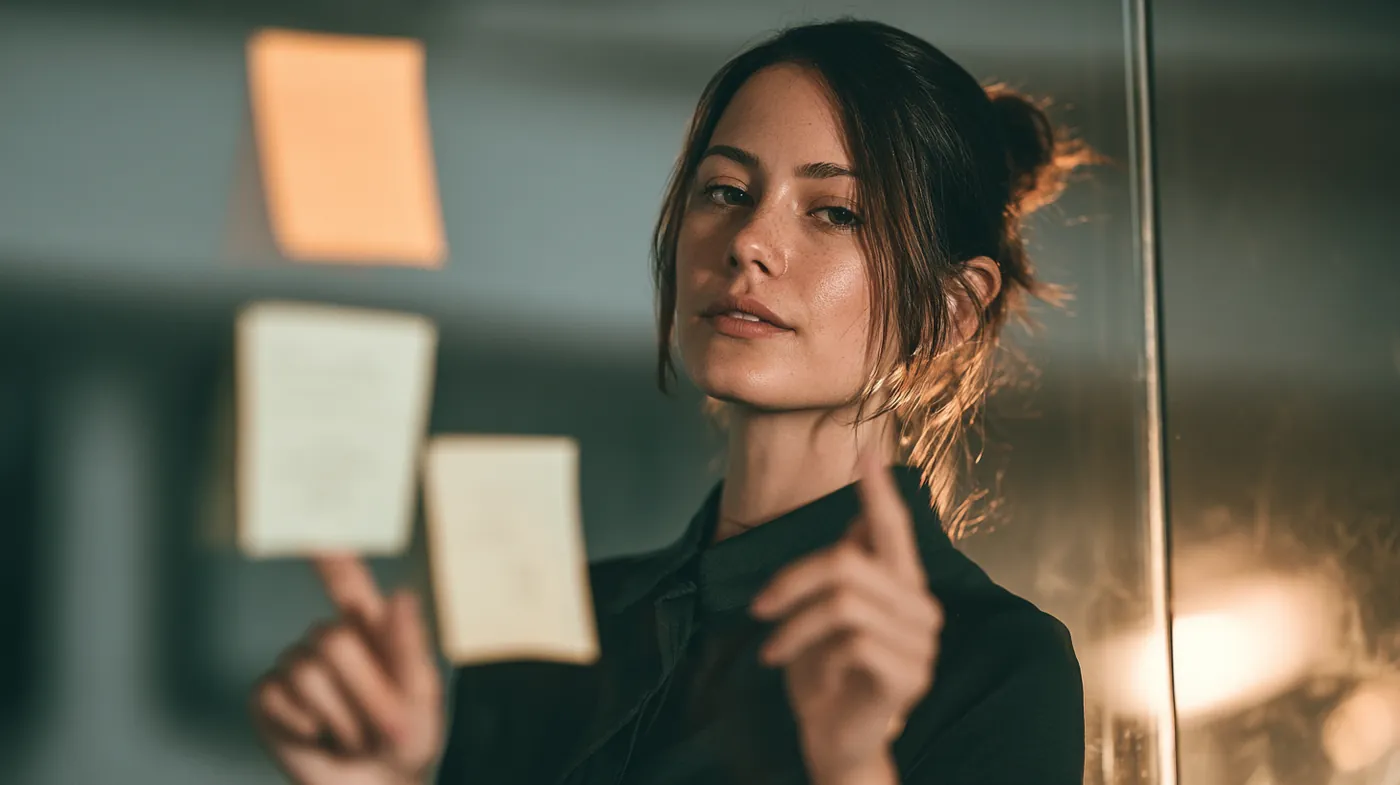 American advisor explaining the three-step loan process on a glass board