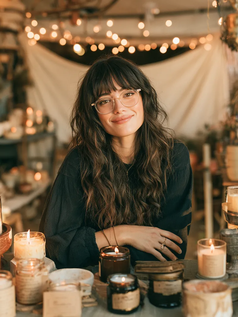 American woman at her holiday market stall, the season financed on a fixed plan